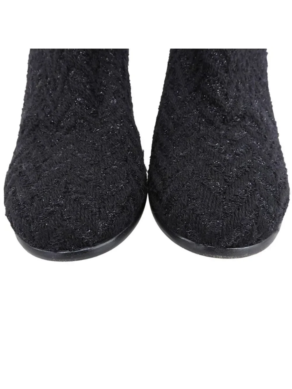 Chanel Tweed CC Logo Short Boots Black